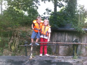 Annabelle & Henry on old lock gate 2011